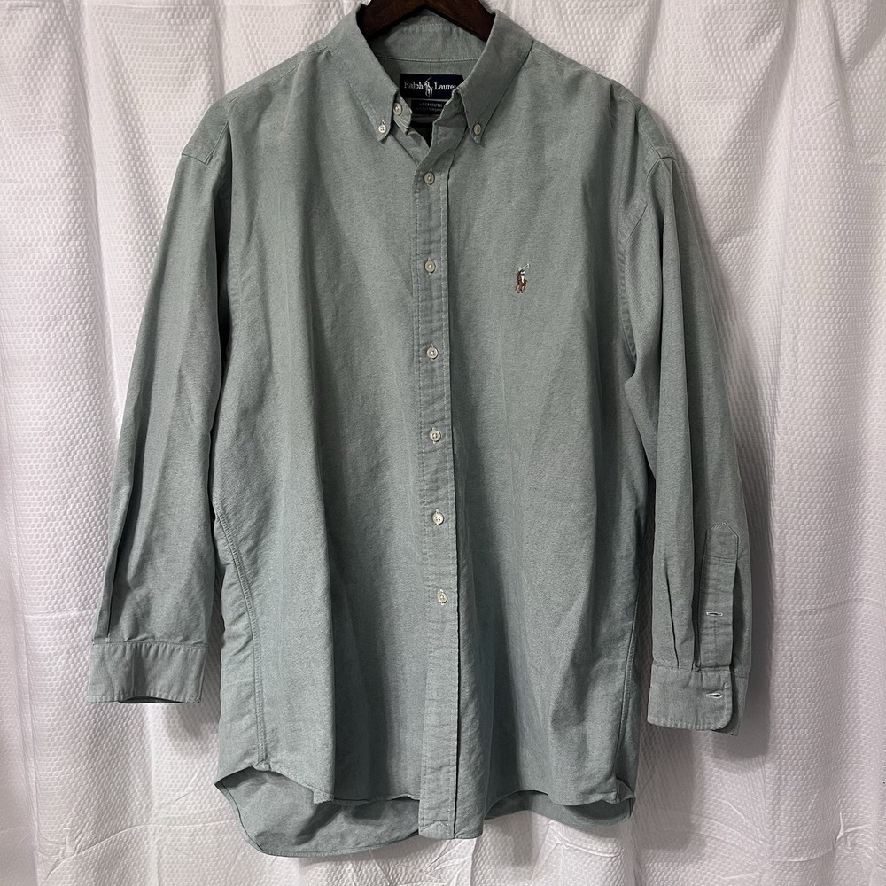 Ralph Lauren Yarmouth Button‎ Shirt Mens 17 32/33 Green Easter Oxford Pony EC